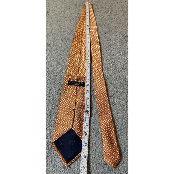 Jos. A. Bank 100% Silk Floral Tie Mens Orange Beige Classic Made In Italy 4x58" - Picture 7 of 7